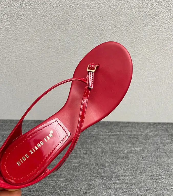Luxury Designer Wedge Women's Flip Flops Slippers 6cm High Heel Clip Toe Sandals Fashion Buckle Red Chunky Slides шлепки женские