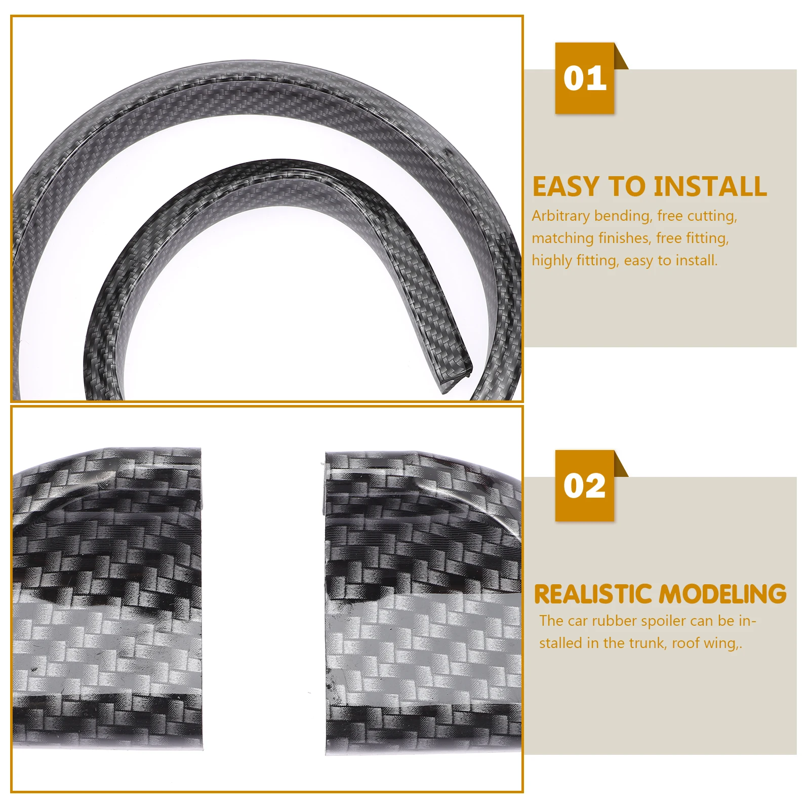 

3.5Cm Carbon Fiber Rear Spoiler Adjustable Flexible Rubber Trunk Hood Roof Car Accessory Sport Styling Tail Wing Vehicle Decor