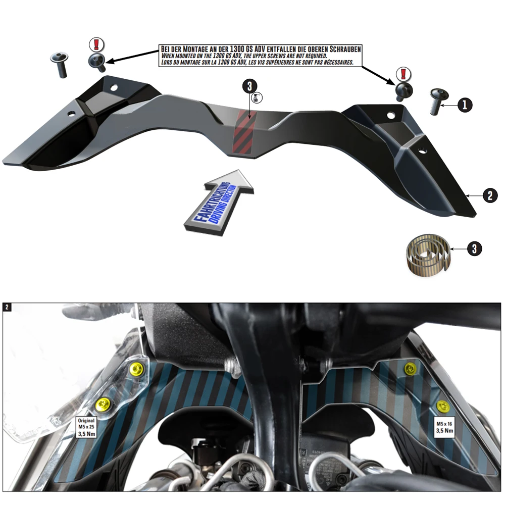 2025 Motorcycle Cockpit Fairing For BMW R1300 R1300GS ADV Adventure 1300GS LC Fork shield Front Updraft Deflector 2024 2025