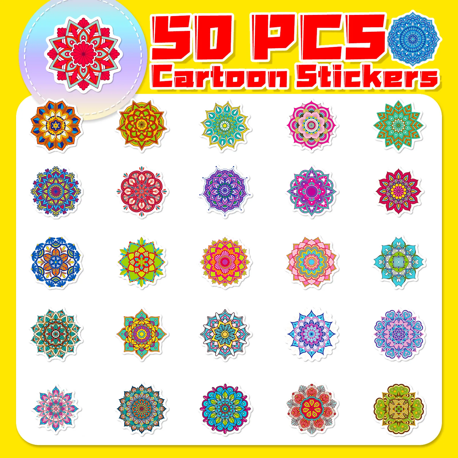 50Pcs Cartoon Mandala Series Graffiti Stickers Suitable for Laptop Helmets Desktop Decoration DIY Stickers Toys Wholesale