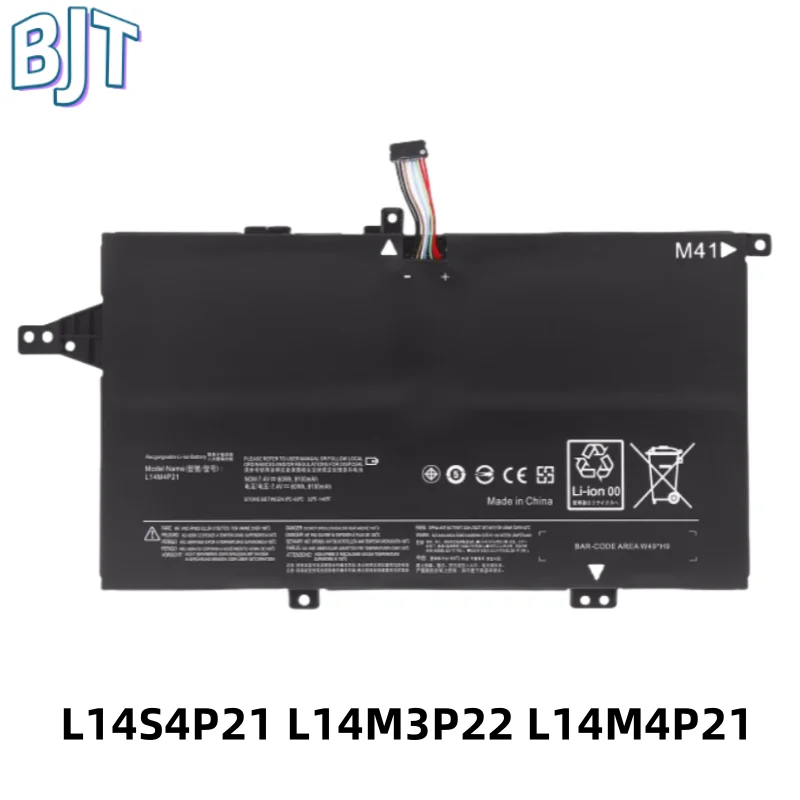 

7.4V 60Wh 8100mAh New L14S4P21 L14M3P22 L14M4P21 Laptop Battery Internal For Lenovo K41-70 K41-80 M41-70 M41-80 Notebook 8Cell