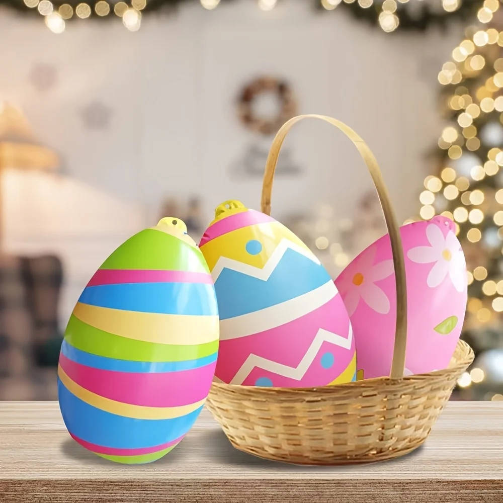 5 Inflatable Easter Egg Decorations, 16 Inches, Durable Material, No Need Electricity, Minimal Feathers, Suitable For Indoor,