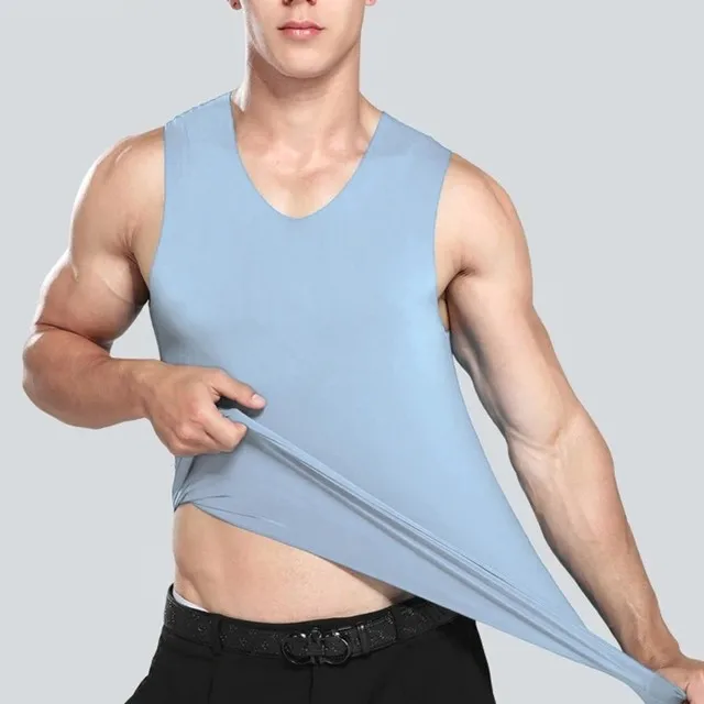 3PCS  Summer Men Vest Ice Silk Seamless Fitness Undershirt Male Men's Underwear Tank Top V Neck Quick Dry Beach Sports T-Shirts