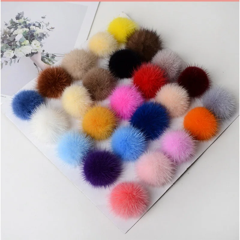 

50Pcs 50mm Mink Pom Poms Fluffy Keychain Hair Accessories Earrings Sandals Household Furry Craft Supplies Material Accessories