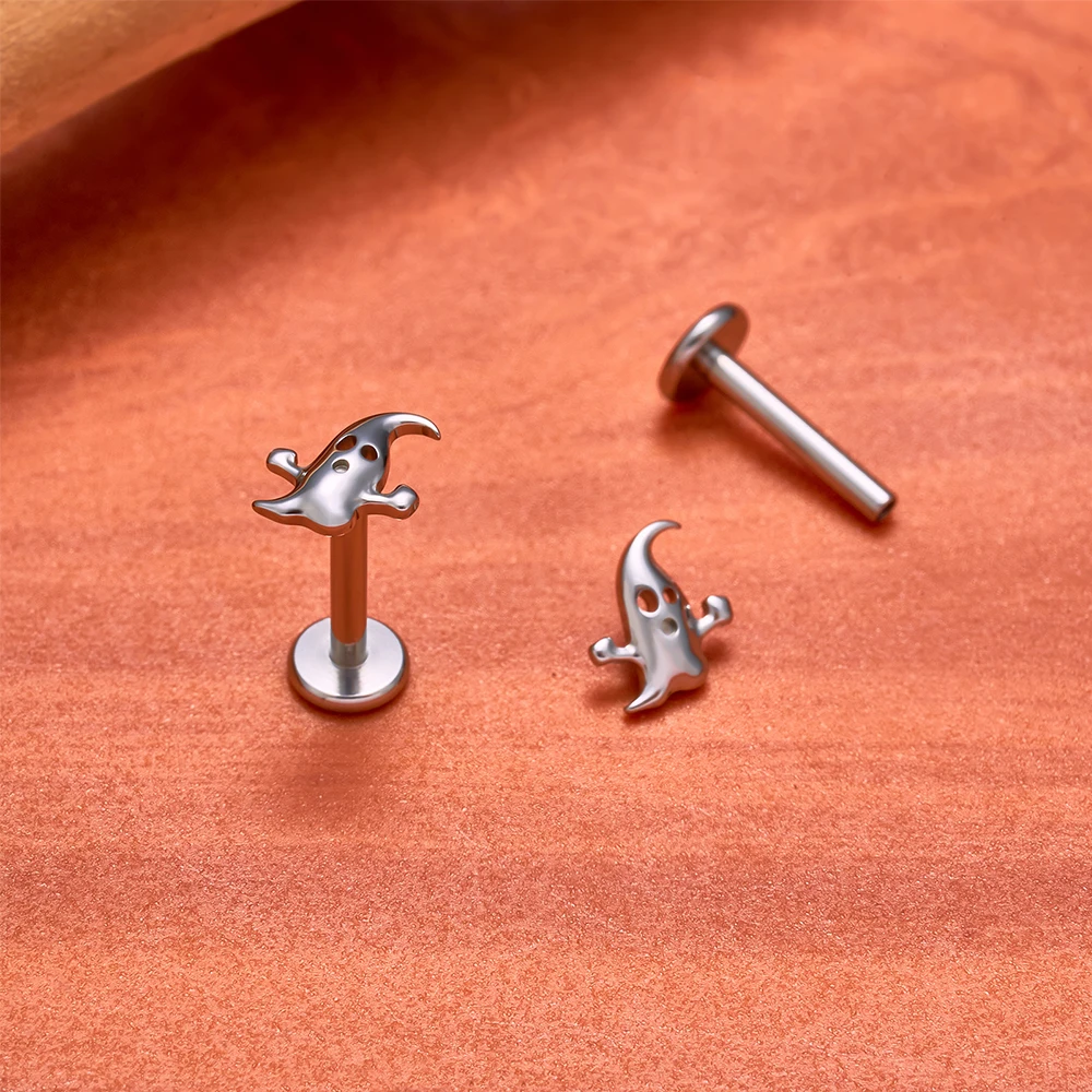 ASTM F136 التيتانيوم 16 جرام شقة هالوين شبح مقص قرط الاذن المرصع عودة الغضروف اللولب Labret الشفاه ميدوسا ثقب المجوهرات