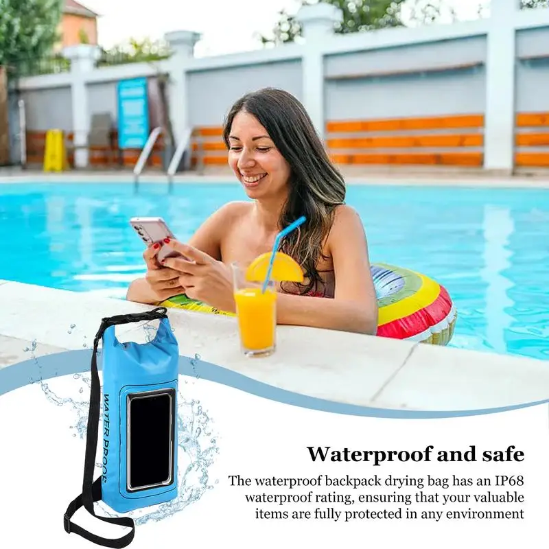 Waterproof Phone Case Portable Beach Tote 2 In 1 Waterproof Pocket Phone Case 2L Kayak Dry Bag Travel Beach Cruise Ship