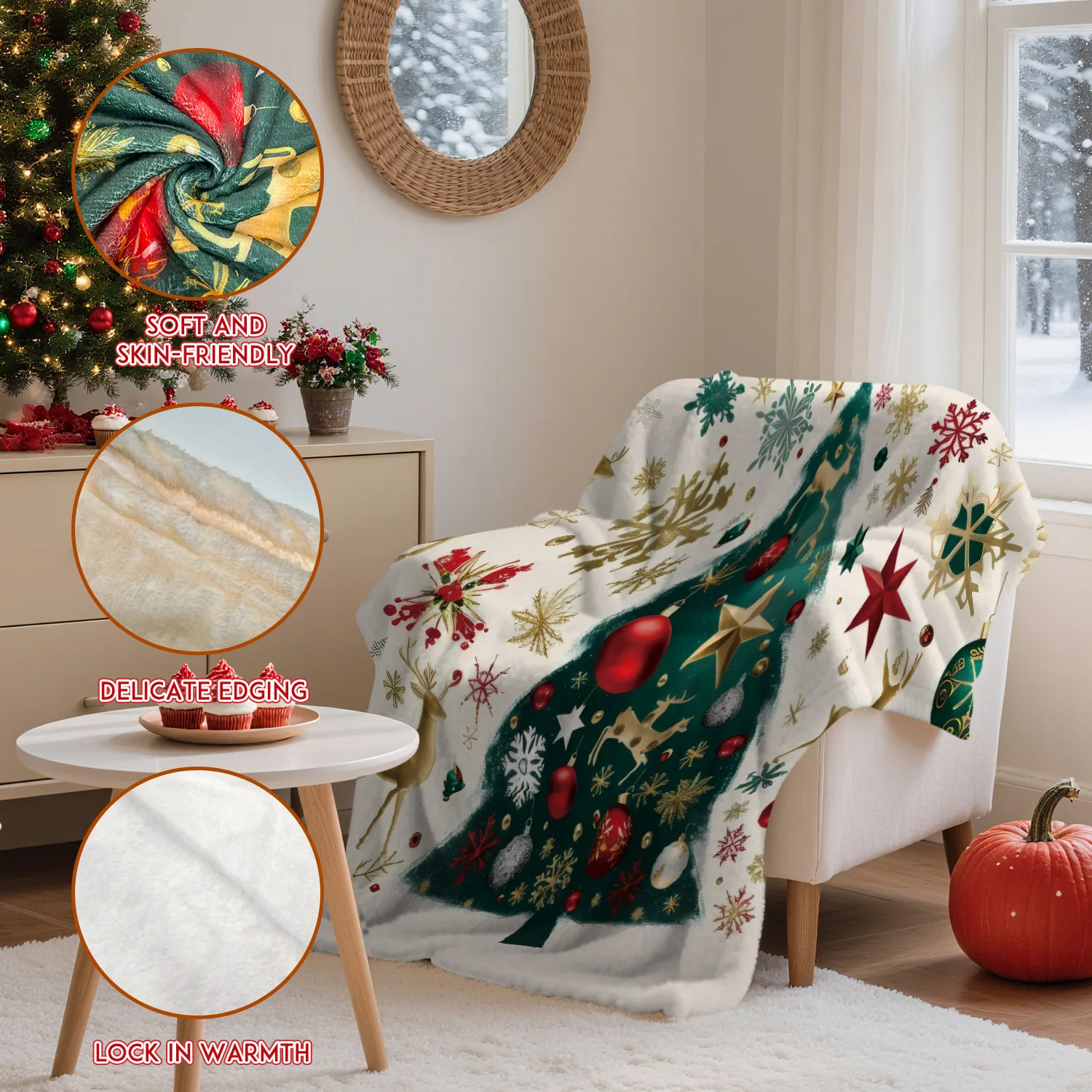 Christmas Anime Print Soft Flannel Small Throw Blanket Warm Air‑Conditioning Blanket Nice Holiday Gift for Home Sofa Bed Nap