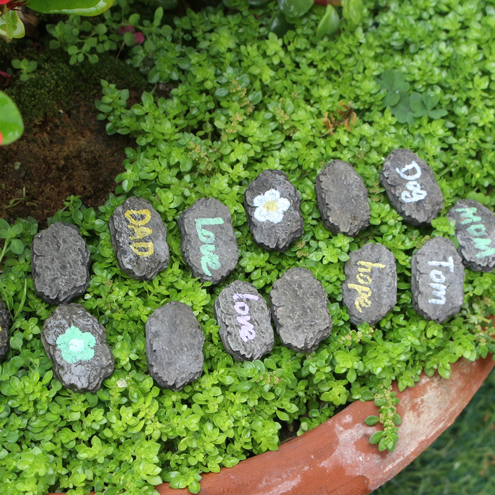 

20PCS DIY Step Stones Decoration with Paint Garden Resin Footstone Fairy Garden Micro Landscape Tank Animal Statue Craft
