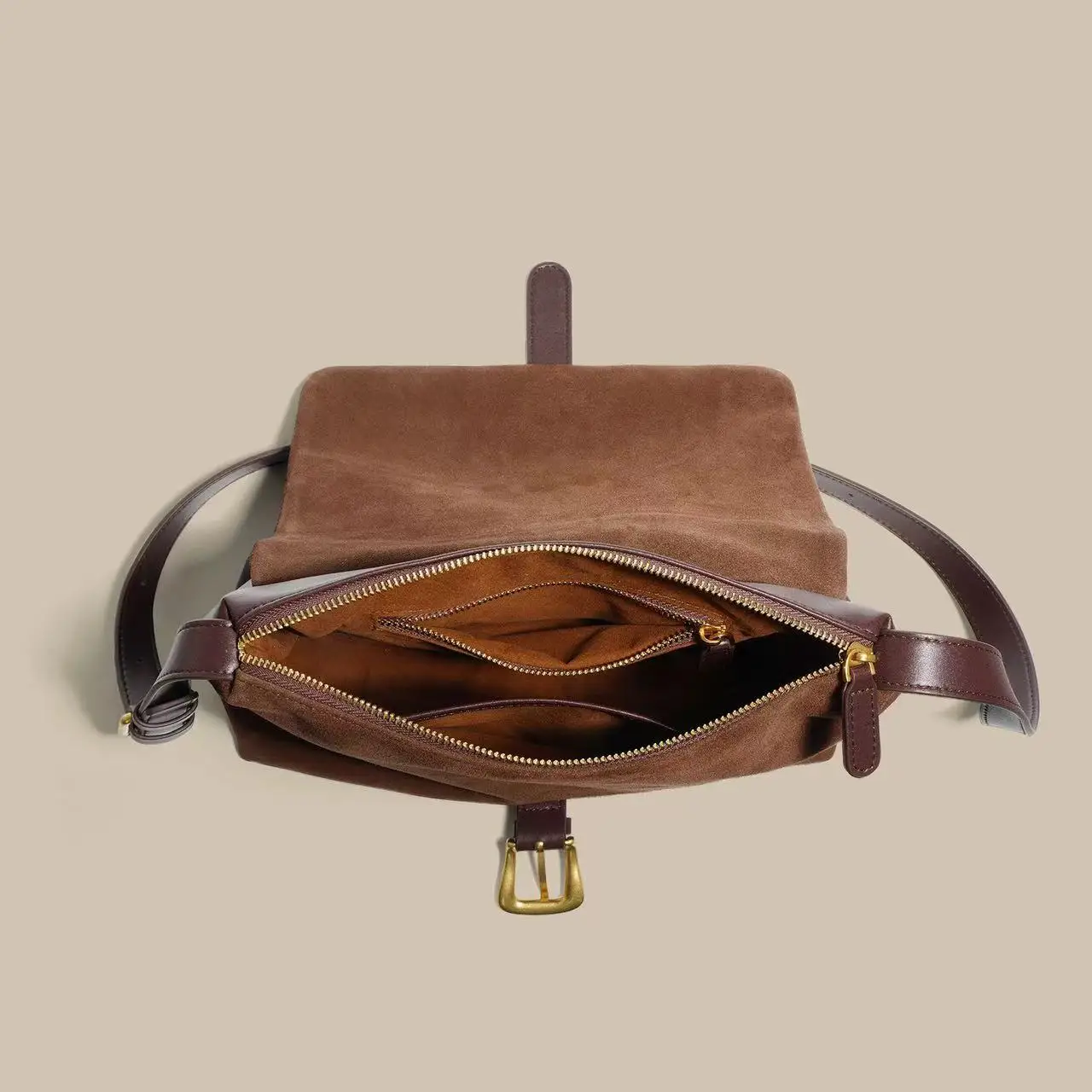 Genuine Leather Women Tote Retro Temperament Suede Underarm Bag Large Capacity Commuter Frosted Cowhide Shoulder Crossbody Pack