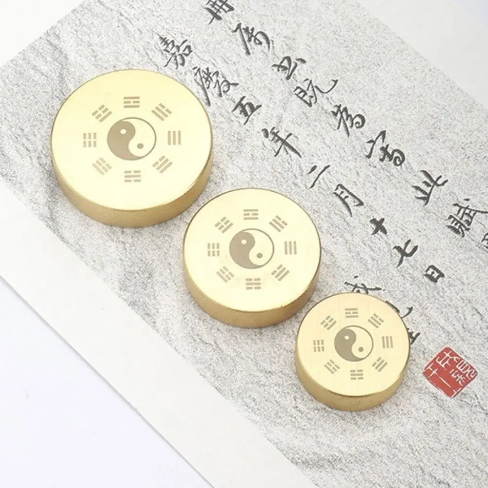 Chinese Style Multifunction Paperweights Solid Brass BaGua Paperweight Brush Rests Holding Paper Metal Decoration