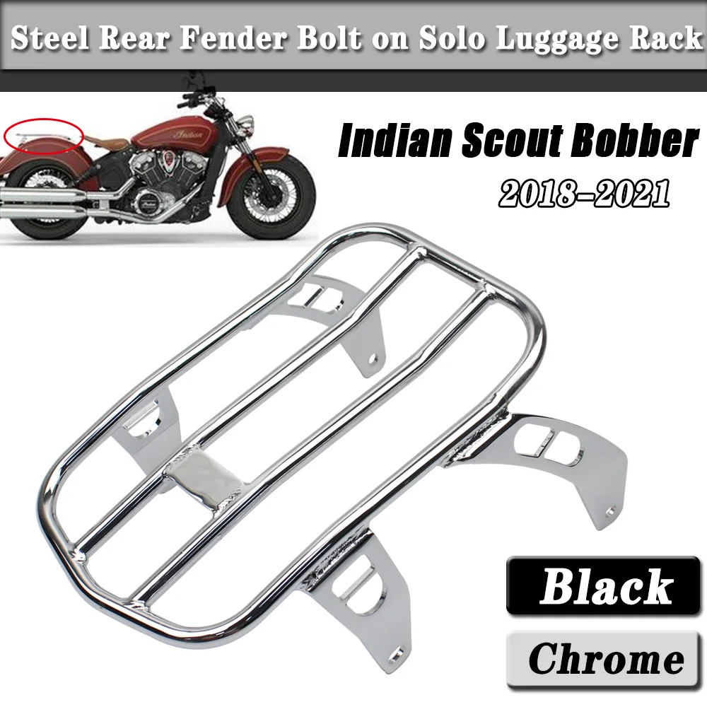 Steel Rear Fender Bolt on Solo Luggage Rack  For Indian Scout Bobber 2018-2021Motorcycle Accessories Bobber Bright Black