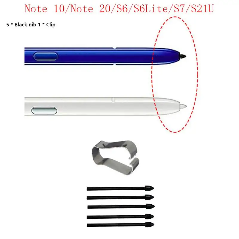 Dicas de toque Stylus Nibs com Metal Clip, Pen Acessórios, Fit para Galaxy Note 20, 10, Tab S6 Lite, T860, T865, S7, S8 Series S