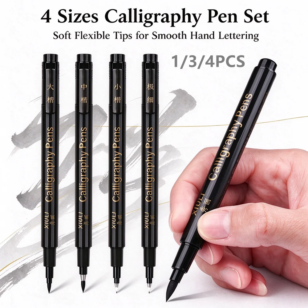 1/3/4Pcs Calligraphy Pen Brush Pens Craft Supplies Art Writing Office School Supplies Student Stationery Art Marker Pen