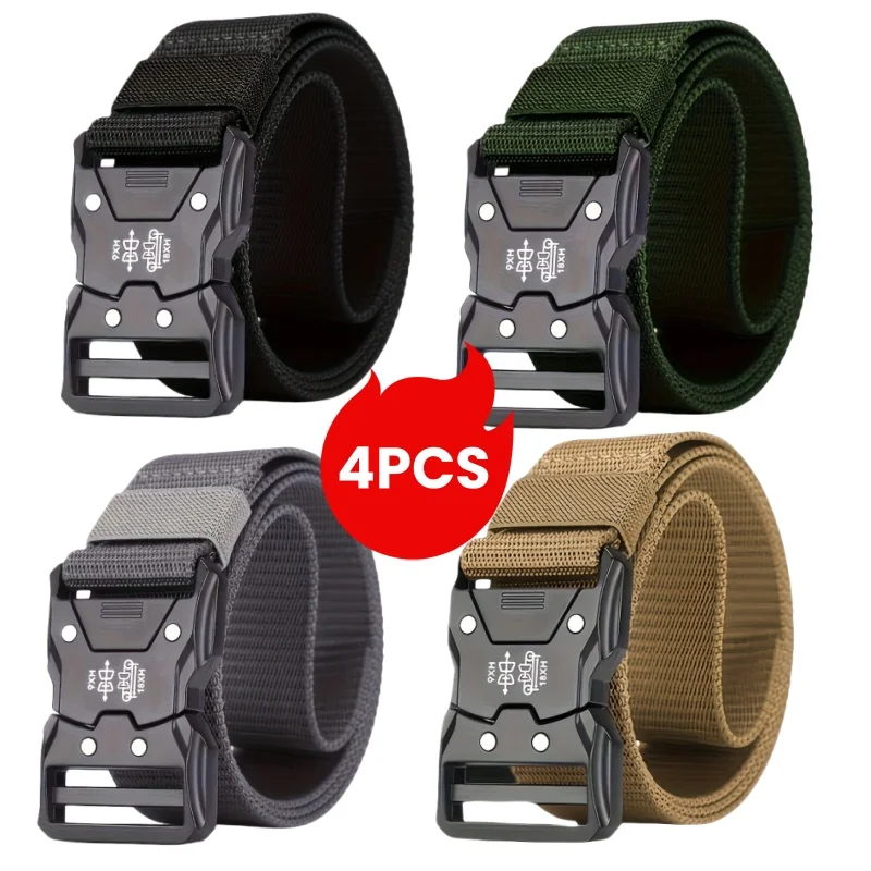 

4 Men's waist belt, suitable for outdoor activities, casual pants belt, fashionable denim canvas belt, multifunctional belt,