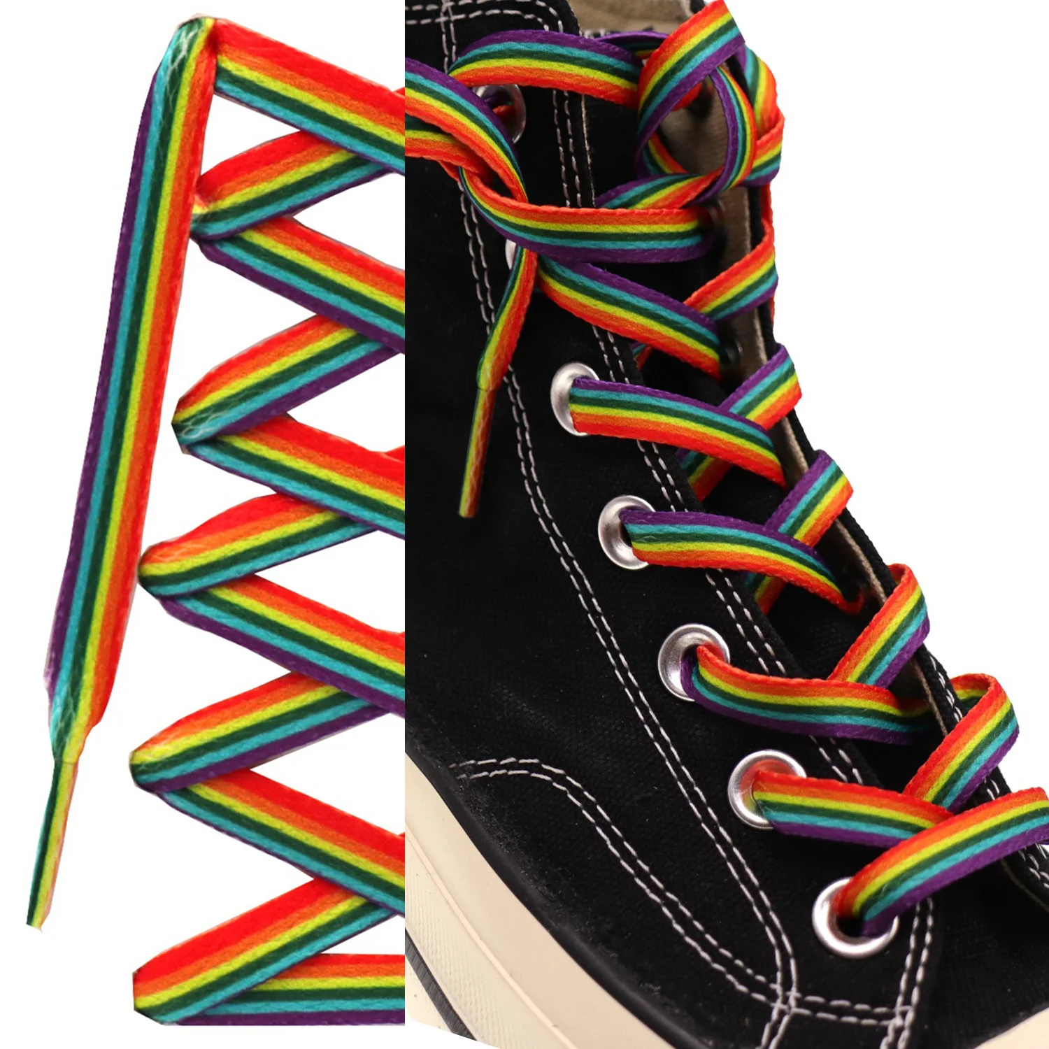 Lacets Longs Arc-en-Ciel pour Baskets, 80-220cm, Colorés, LGBTQ Pride