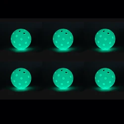 6Pcs/Pack Glow in The Dark Pickleballs 74MM Luminous Outdoor Balls with 40 Holes for Night Play and Training 7 Colors