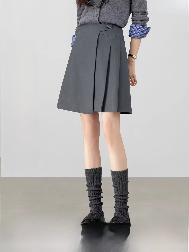 

Весна 2026: Новая асимметричная юбка-трапеция с завышенной талией из льняной смеси и полиэстера, повседневная, стройнящая, скрывающая недостатки фигуры