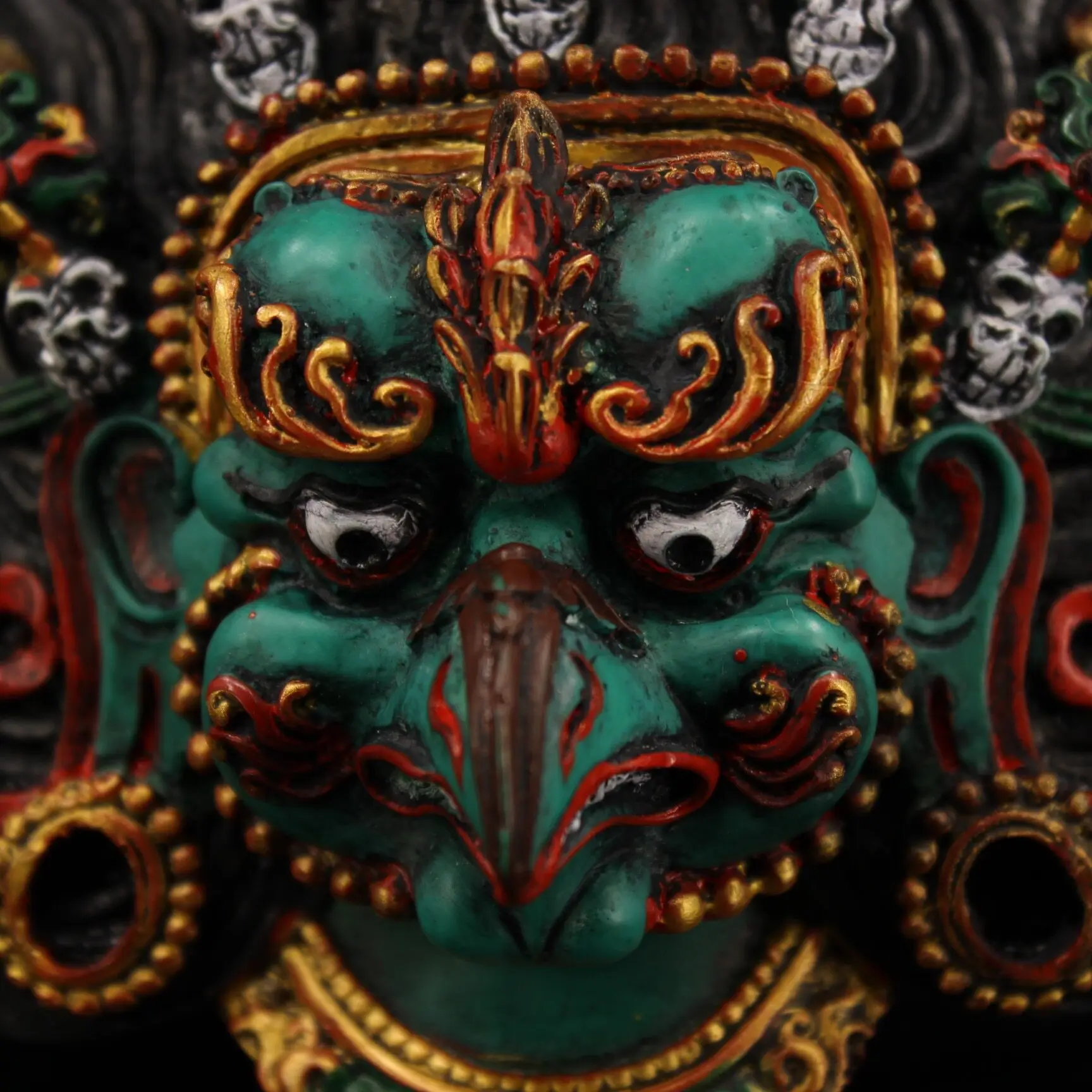Nepal Handmade Painted Lacquer Golden Eagle God Mask Wall Hanging Living Room Home Decor