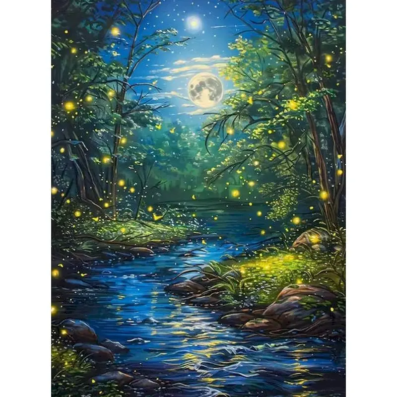 

GATYZTORY Moonlight Painting By Numbers DIY Markers By Numbers Scenery for Adults Beginners Frameless Paint Kit for Beginner