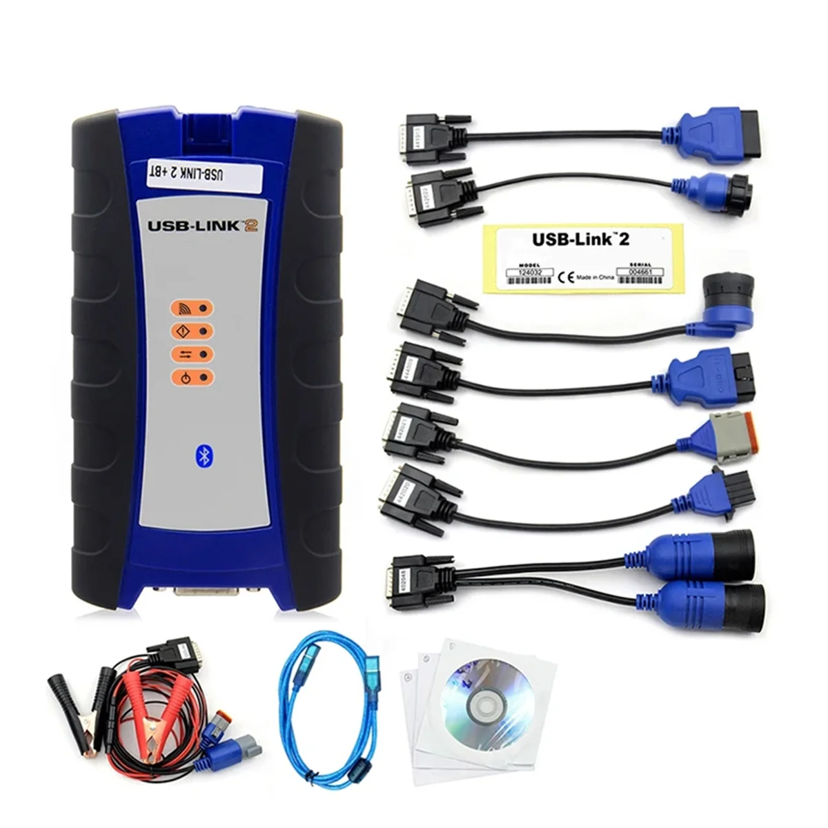 -2 USB Link 2 125032 Truck Interface Diagnostics with Software Bluetooth for Heavy Duty Truck Scanner Tool