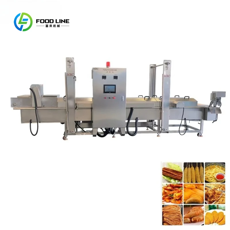 Customized Industrial Fully Automatic Frying Machine 304 Stainless Steel For Potato Chips Peanut Chicken Meat