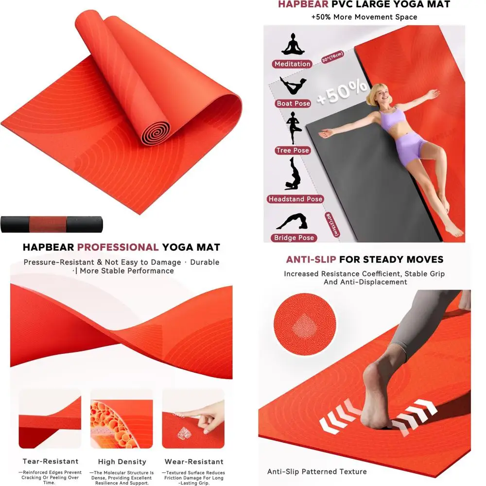 

Extra Large Double-Sided Yoga Mat, 84"x30", 1/3" Thick, High Rebound Cushioning, Non-Slip PVC Exercise Mat