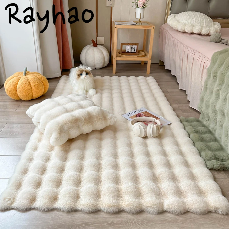 

Room Decoration Carpet for Bedroom Sofa Nordic Ins Soft Fluffy Artificial Wool Rugs Solid Color Multi-size Non-slip Floor Mat