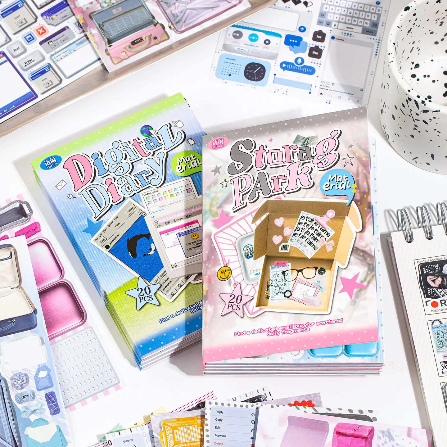 20 stuks praktische stickerboek met een verzameling gestileerde stickers, veelzijdige labels en randstickers voor decoratieve doeleinden bij handwerk.
