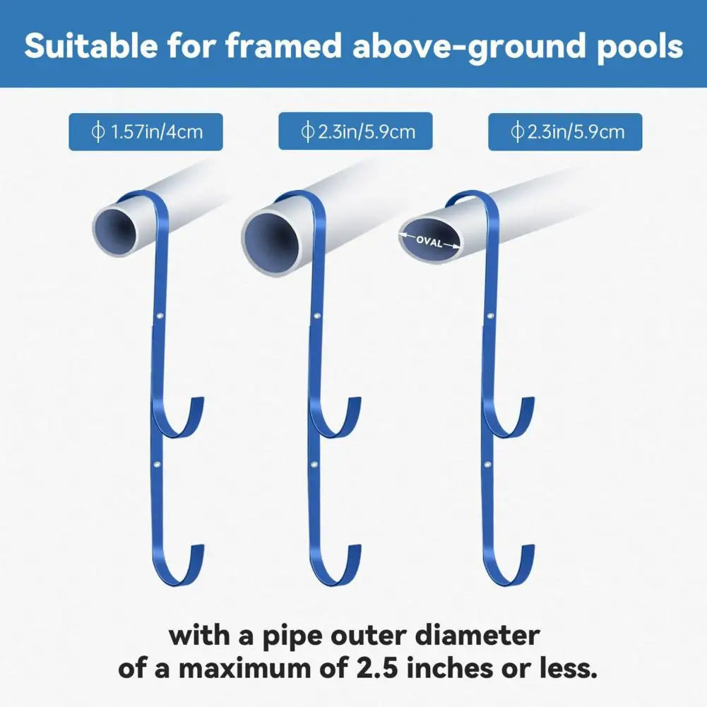 Space-saving Pool Accessories Universal Compatibility Pool Pole Leaf Skimmer Net Holder Strong Load-bearing Double Hook for Easy