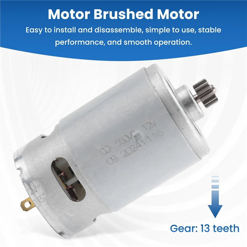 

1 PCS DC RS550 Motor 13 Teeth Replacement Parts Accessories For Cordless Drill Screwdriver GSR GSB 12V Spare Parts-AC17