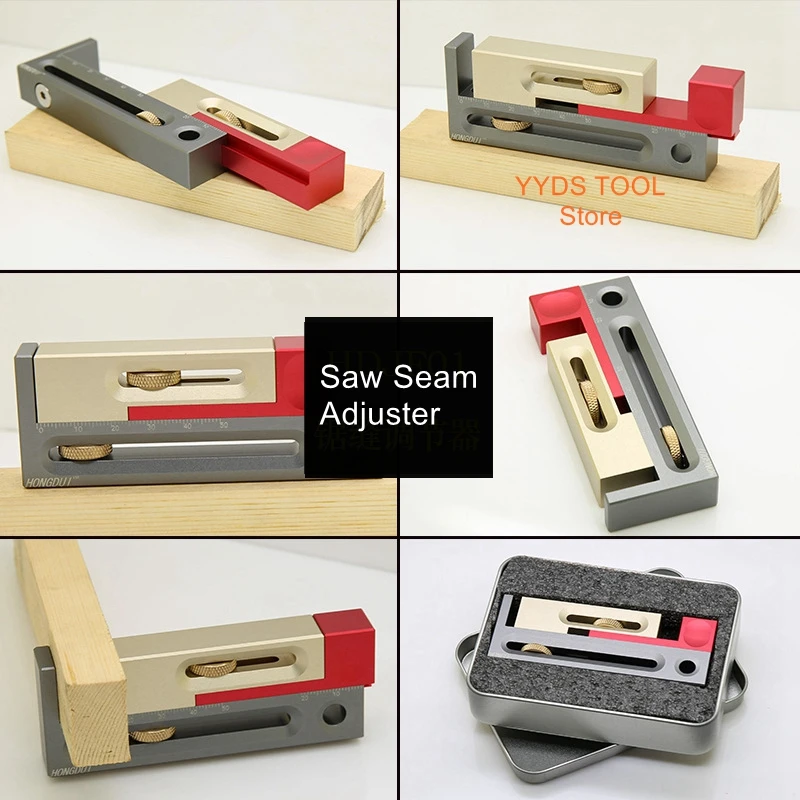 Woodworking tools saw table saw slit adjuster mortise and tenon miter movable measuring block length compensation