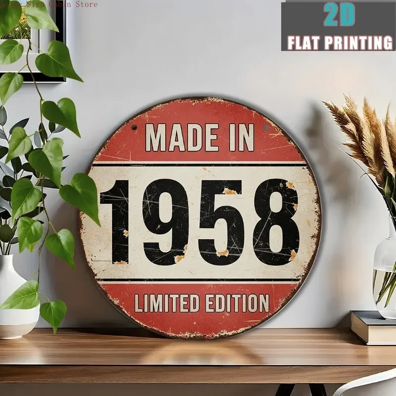 2D Flat 1pc Distressed Metal Tin Sign Industrial Wall Art for Man Cave