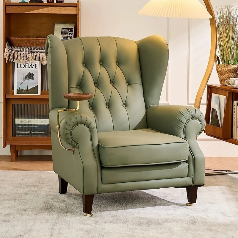 

High-end cigar chair club office European fashion light luxury leather sofa living room home simple chair