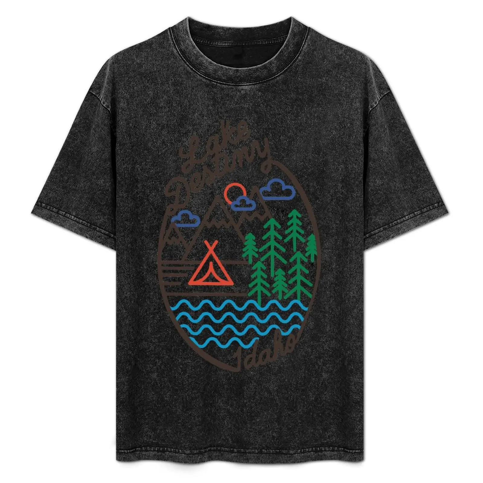 T-shirt décontracté à imprimé graphique Lake Destiny, Idaho