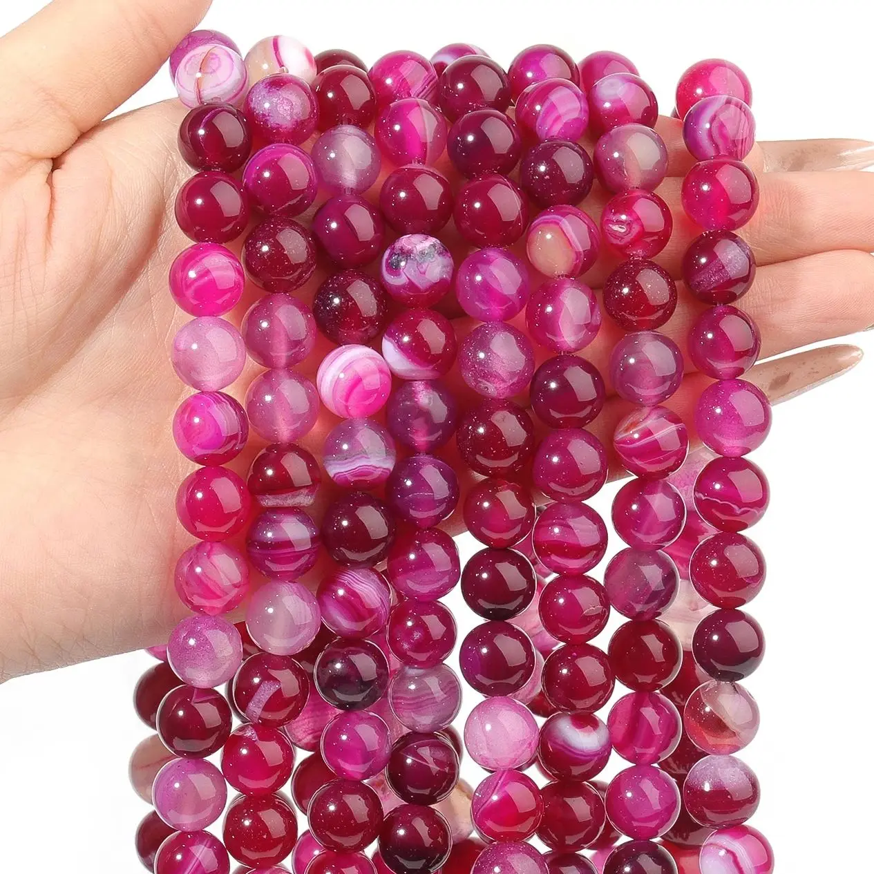 Натуральные розово-красные полосатые агатовые бусины, свободные круглые бусины-разделители для изготовления ювелирных изделий, браслет, ожерелье, аксессуары, 4/6/8/10/12 мм