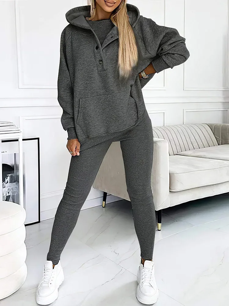 Drauuing Women Solid Elegant Three Piece Set Chic Female Vest Top And Pants Outfits Casual Slim Fit Matching Suit New 2024 Sets