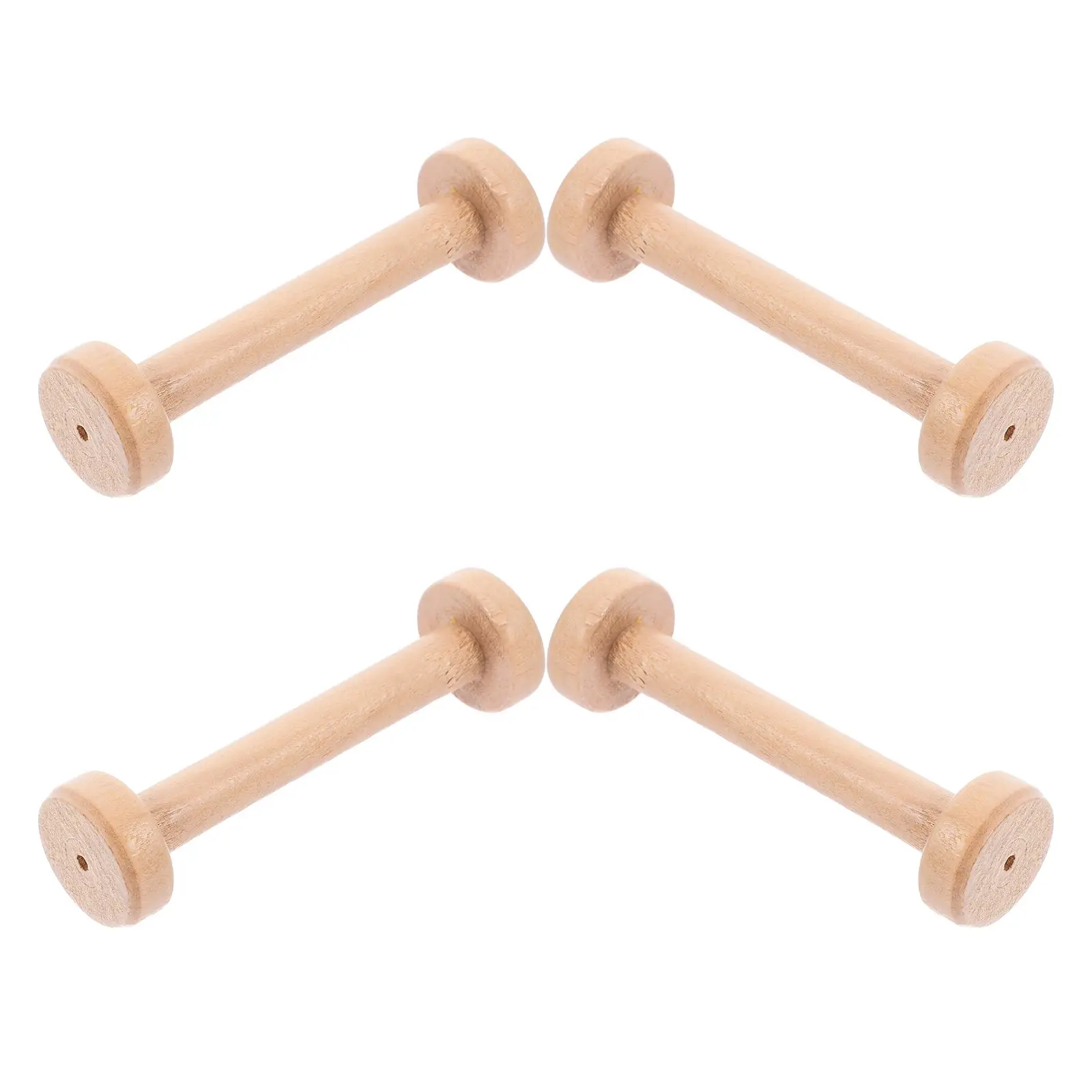 4 Pcs Wooden DIY Robbin Winder Large Small Spindle Wire Craft Empty Spools Thread Spool Unfinished Wood Spool Large Wooden Wire