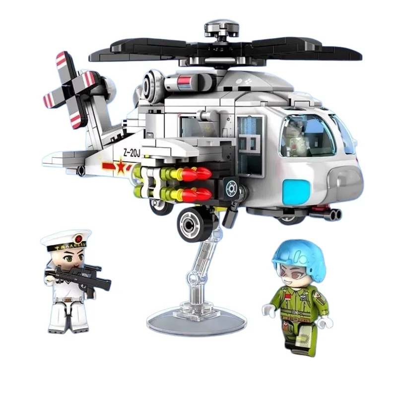 

SEMBO BLOCK Q - version Zhi - 20 Helicopter Model Assembling Transport Aircraft Model Exquisite Toy Gift for Boys