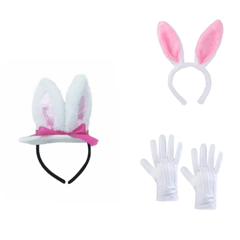 Bowknot króliki opaska na uszy na pokaz anime kostium Hairhoop festiwal muzyczny opaska do włosów etap opaska do włosów X4YC