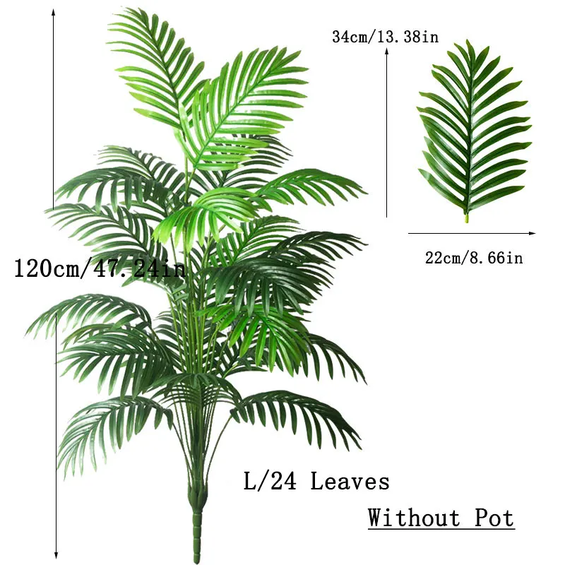 90-120cm Large Artificial Palm Tree Tropical Fake Plants Green Plastic Palm Leafs Big Monstera Tree Branch For Home Garden Decor image 3