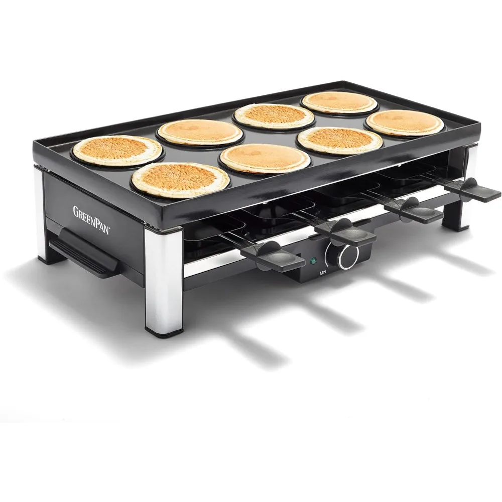 Healthy Ceramic Nonstick, 3-in-1 Reversible Grill, Griddle & Raclette, PFAS-Free, Serves up to 8 People for Parties &Family Fun