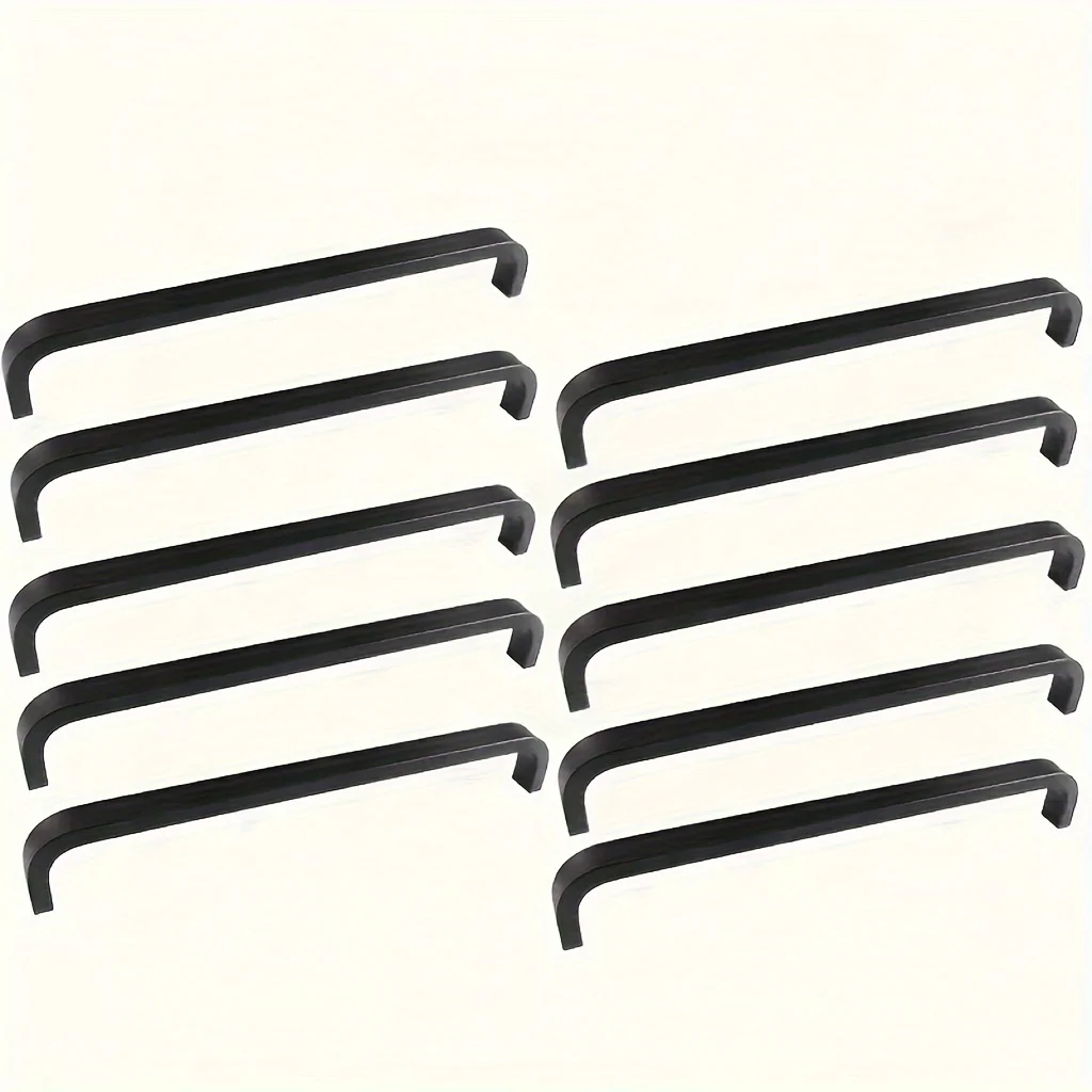 Poignées d'armoire en aluminium noir, 10 pièces, poignées de tiroir de cuisine élégantes, porte d'armoire, boutons droits, quincaillerie de meubles