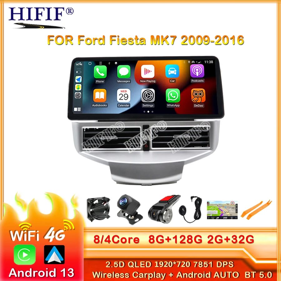 Carplay Android For Ford Fiesta 2009 - 2016 Car Radio Stereo Multimedia Player GPS Navigation 4G DSP