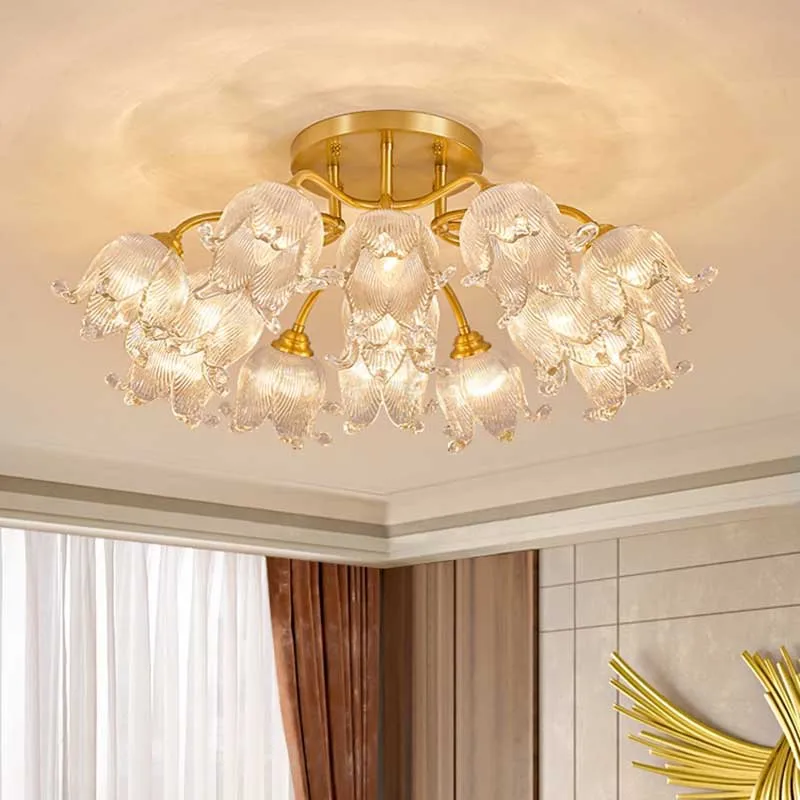 Italian Luxury Glass LED Ceiling Lights Bedroom Living Room Restaurant Kitchen Hotel Copper Chandelier Home Decor Lamp Fixtures