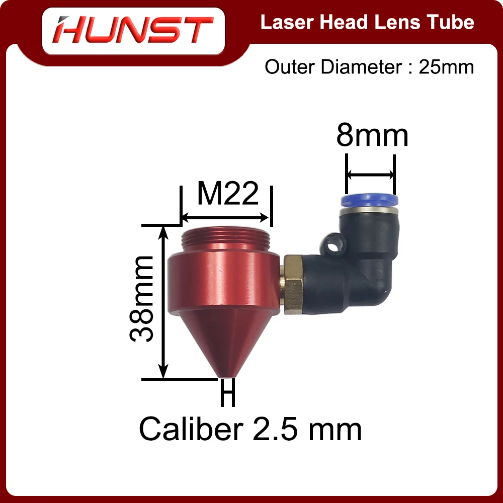 HUNST CO2 Laser Kepala Barel Diameter Luar 25Mm Diameter 20Mm Panjang Fokus 50.8/63.5/101.6Mm untuk Ukiran dan Mesin Pemotong