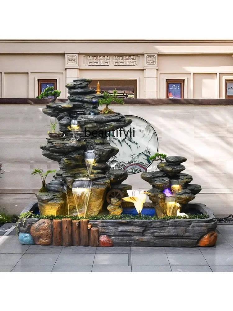 Large Floor Artificial Mountain and Fountain Fish Pond Landscape Home Courtyard Indoor Balcony Decoration Decoration