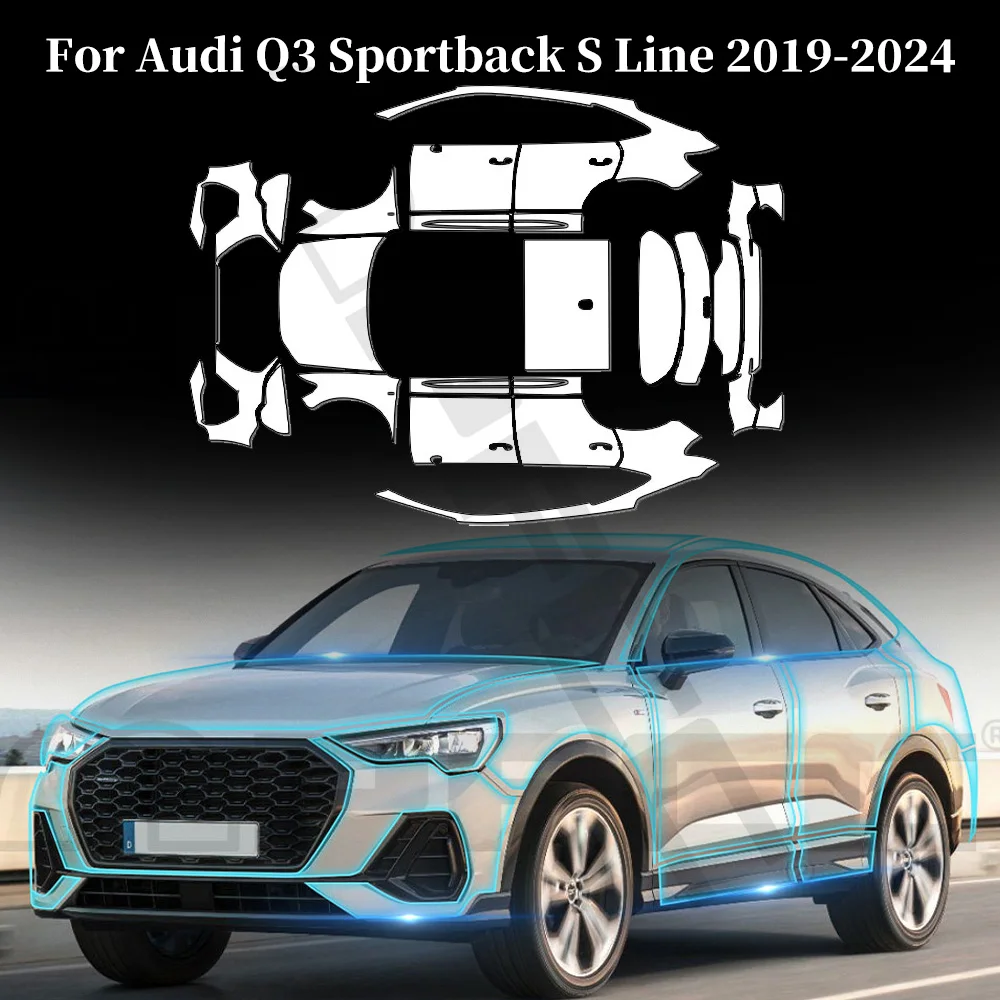 

For Audi Q3 Sportback S Line 2019-2024 Anti-Scratch TPU Paint Protection Film Car Body Pre-cut PPF Clear Bra Resistant Invisible