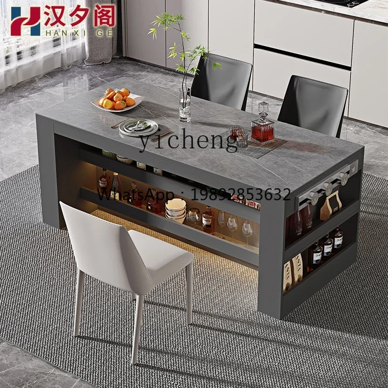 

rock slab island table integrated kitchen middle island table floor long storage cabinet