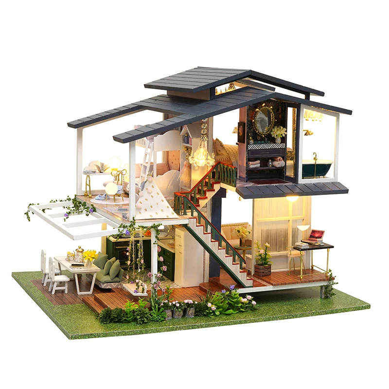 

Wooden Dollhouse Monet Garden Miniature Diy Kit,Exquisite Gifts For Gilrs Adults