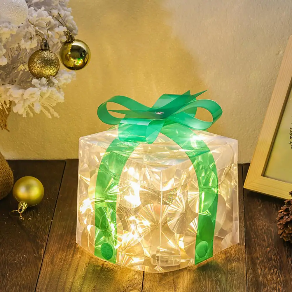 Family Gathering Decoration Led Christmas Gift Box Decoration Led Christmas Gift Box Set with Bow Snowflake Pattern for Xmas